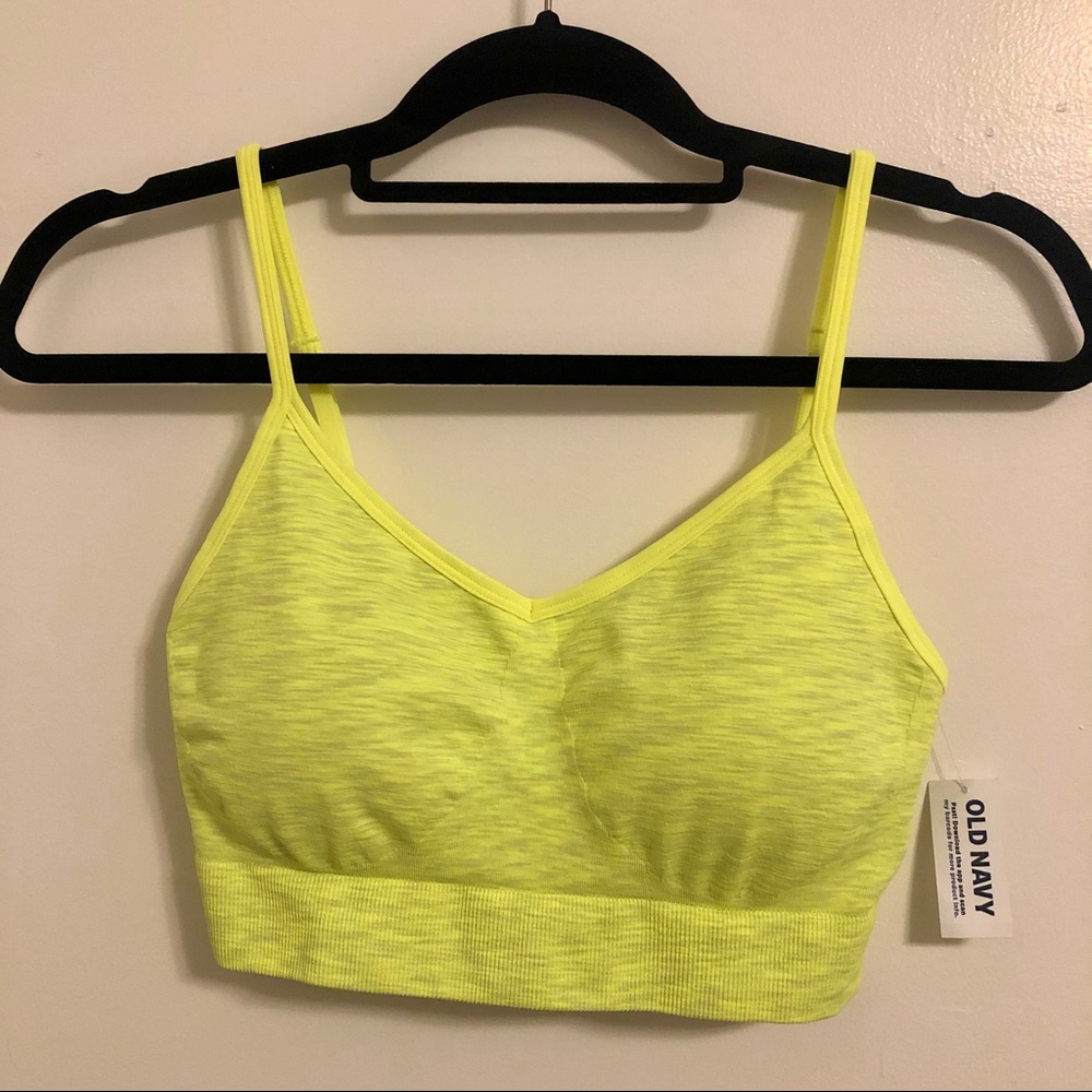 Old Navy Highlighter Yellow Seamless Sports Bra